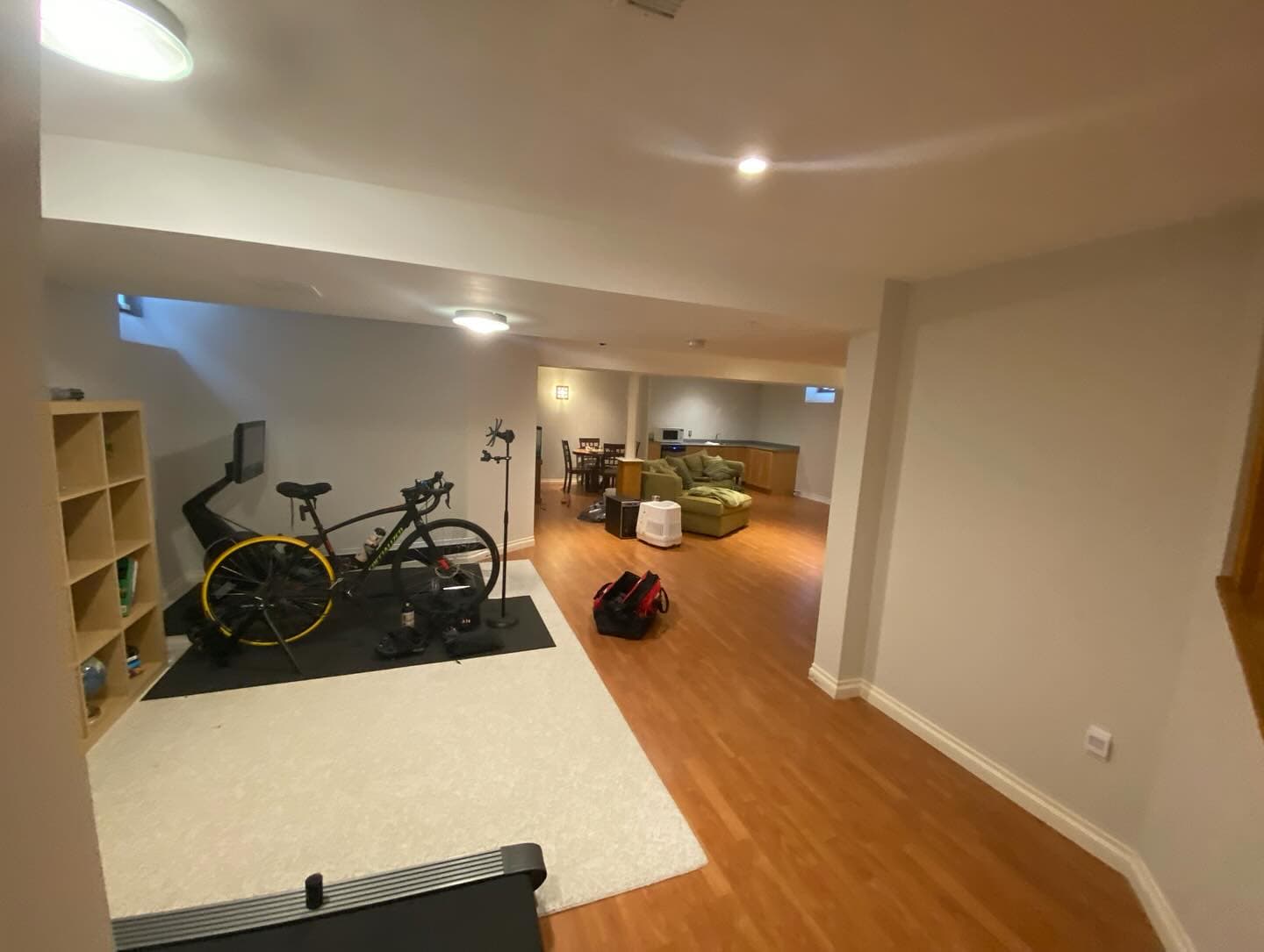 Finished basement painting - neutral grey tones